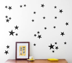 Seinakleebis ˙Tähekesed˙ – must, vinüülist dekoratsioon lastele (32tk)