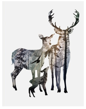 Seinapilt ˙Loomad metsas˙ – pastelne poster (A4)