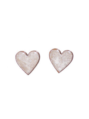 Kõrvarõngad ˙Südamed˙ - antiikvalge, puidust glasuuritud (13x13mm)