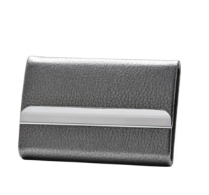 Kaarditasku – hallikas/hõbedane kunstnahast magnetkinnitusega