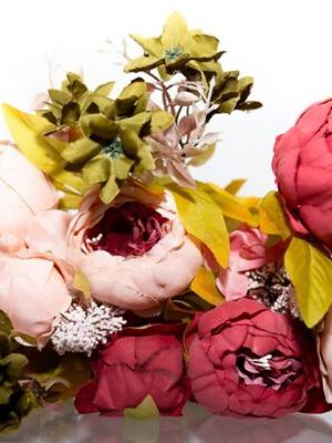 Kunstlillekimp pojengid ˙Roosa˙ - toorsiidist (48cm)