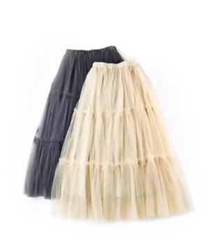 Tüllseelik ˙Maria˙ – kreem, kihiline naiste tüllseelik 90 cm