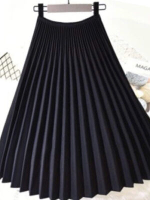 Plisseerseelik ˙Sabrina – Must˙ – elegantne must naiste seelik (65 cm)