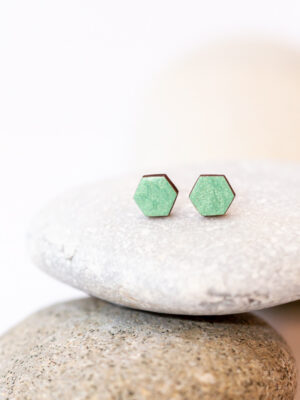 Kõrvarõngad ˙Classic˙ - roheline, glasuur, puidust (10×10 mm)