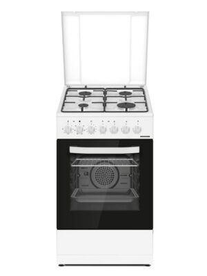 Kombineeritud pliit Heinner HFSC-S60LITGC-WH – 50×60 cm, 4 gaasipõletit + elektriahi, klass A