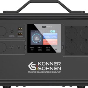 LifePO₄ akuga kaasaskantav jõujaam KS 2400PS – 2400 W, 2240 Wh, päikesepaneeliga laadimise võimalus