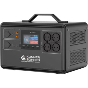 LifePO₄ akuga kaasaskantav jõujaam KS 2400PS – 2400 W, 2240 Wh, päikesepaneeliga laadimise võimalus