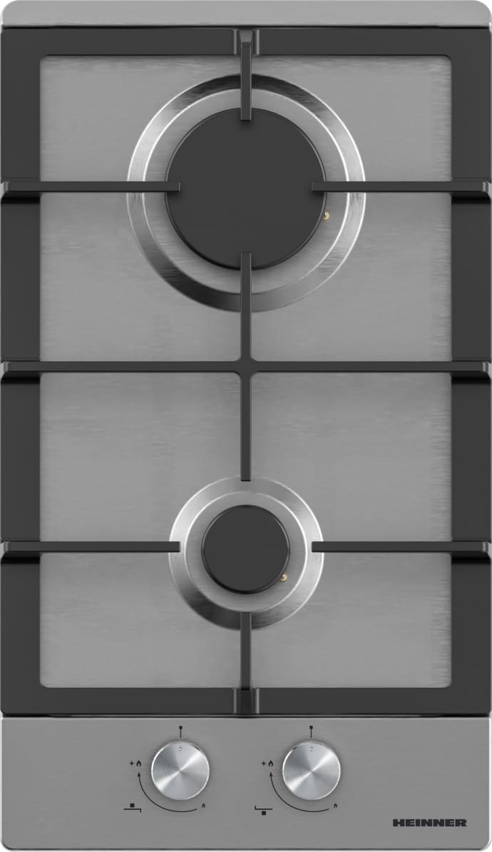 Integreeritav gaasipliit Heinner HBH-M302FIX – 2 põletit, 30 cm, roostevaba teras Integreeritav gaasipliit Heinner HBH-M302FIX – 2 põletit, 30 cm, roostevaba teras