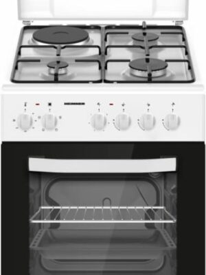 Kombineeritud pliit Heinner HFSC-S56E1HSWH – gaas + elekter, 50 × 60 cm, valge