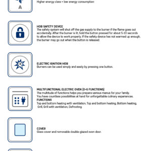 Gaasipliit Heinner HFSC-V60LITGC-BRW, 60 × 60 cm, 4 gaasipõletit + elektriahi, pruun