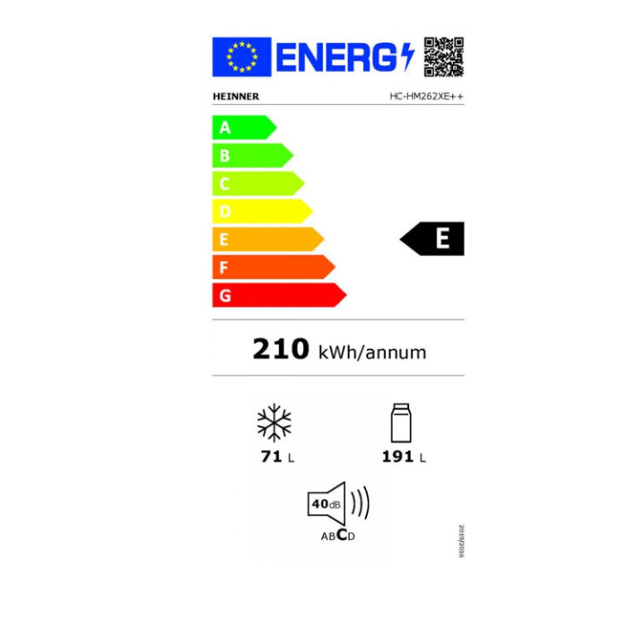 Kombikülmik Heinner HC-HM262XE++, 262 L Kombikülmik Heinner HC-HM262XE++, 262 L