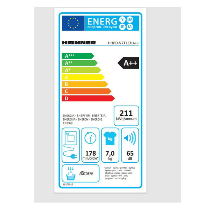 Kuivati (soojuspump) Heinner HHPD-V7T1CHA++, 7 kg 2