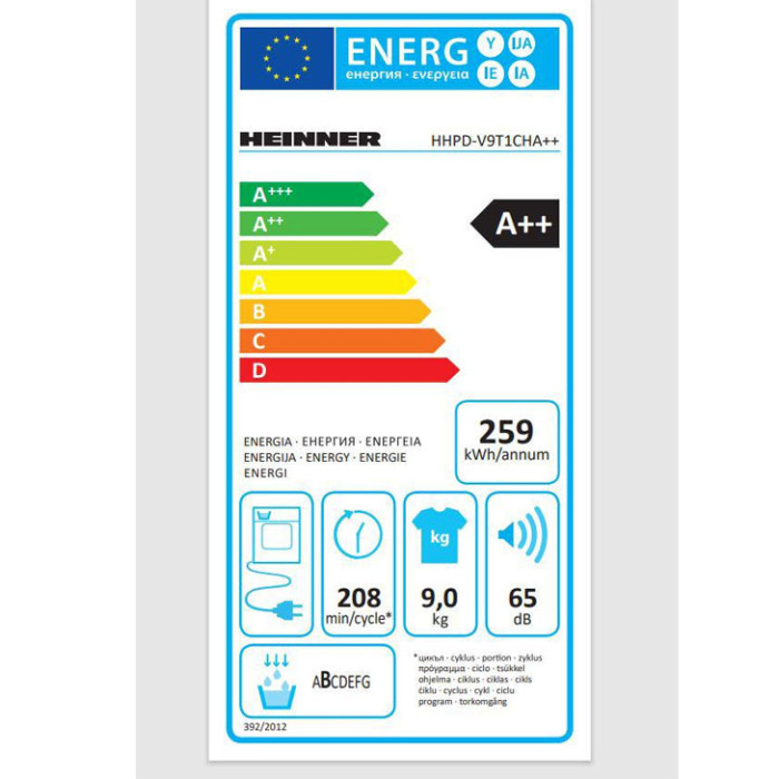 Kuivati (soojuspump) Heinner HHPD-V9T1CHA++, 9 kg Kuivati (soojuspump) Heinner HHPD-V9T1CHA++, 9 kg