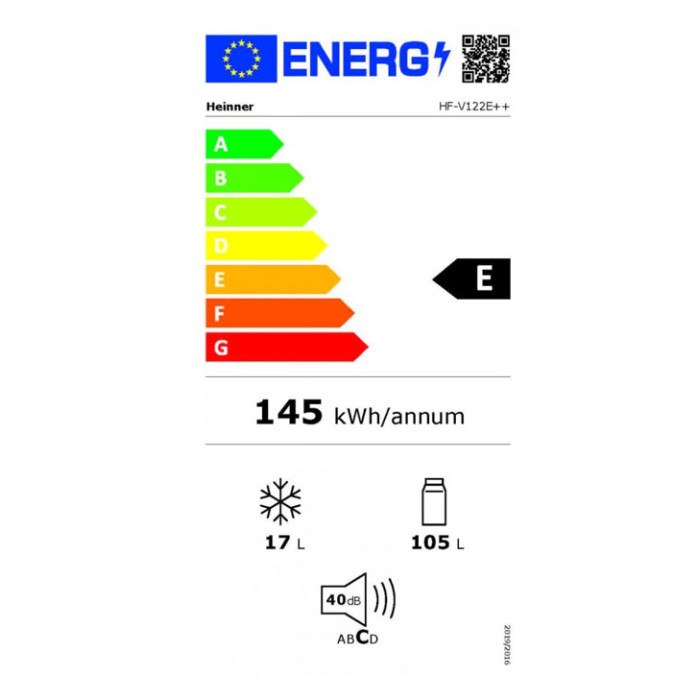 Külmik Heinner HF-V122E++, 122 L 1 Külmik Heinner HF-V122E++, 122 L