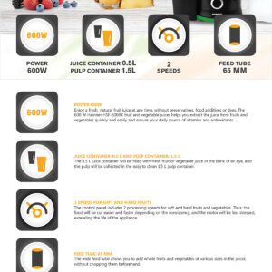 Mahlapress Heinner HSF-600BK, 600 W, must