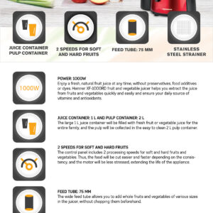 Mahlapress Heinner XF-1000RD, 1000 W, punane