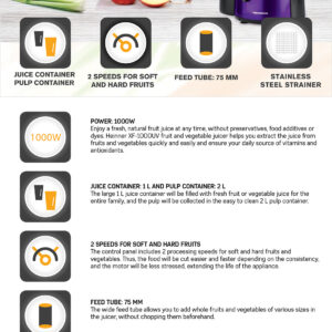 Mahlapress Heinner XF-1000UV, 1000 W, roostevaba teras