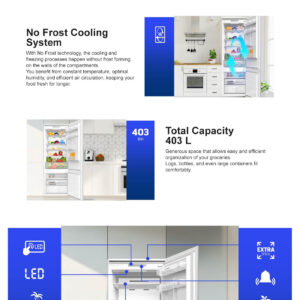 Integreeritav külmik Heinner HCNF-BIM403INVD – NoFrost, Inverter, 403 L