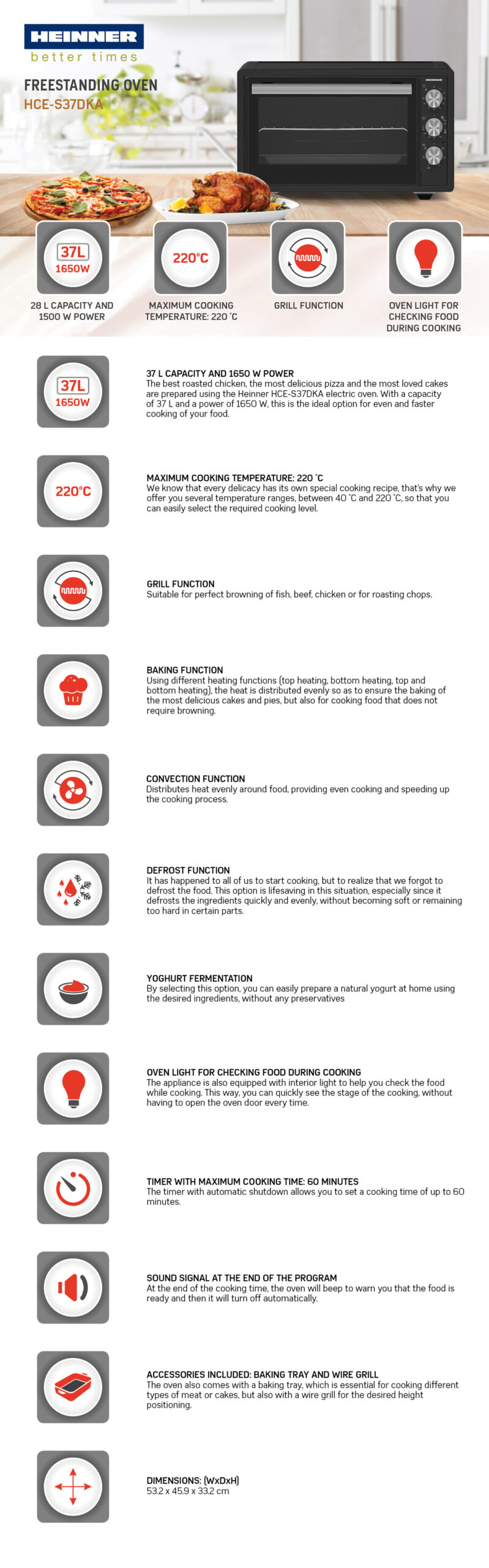 Elektriahi 37 L, 1650W, HCE-S37DKA, Heinner