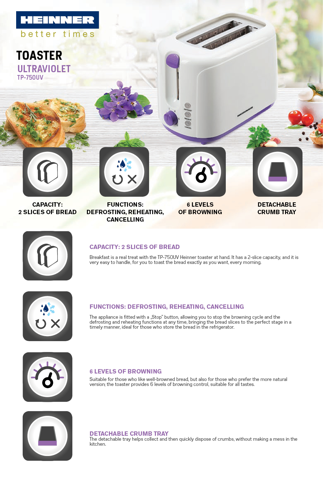 Röster 750W TP-750UV HEINNER Röster 750W TP-750UV HEINNER