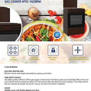 Gaasipliit Heinner HFSC-V60BRW – 60 × 60 cm, pruun