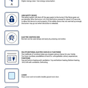Gaasipliit Heinner HFSC-V60LITGC-WH, 60 × 60 cm, 4 põletit + elektriahi