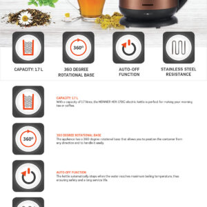 Veekeetja HEINNER HEK-17IXC – 2200W, 1.7L, roostevabast terasest