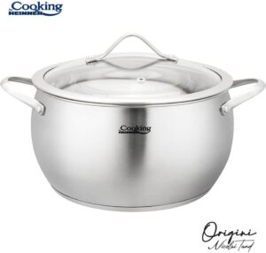 Pott 6 L, 24 cm, roostevaba teras, klaaskaas, HR-RW-T06