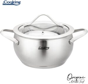 Pott 1.8 L, 16 cm, roostevaba teras, klaaskaas, HR-RW-T018C, Heinner